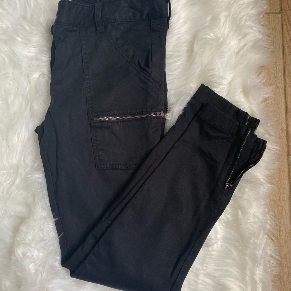 Black Cargo Zip Pants